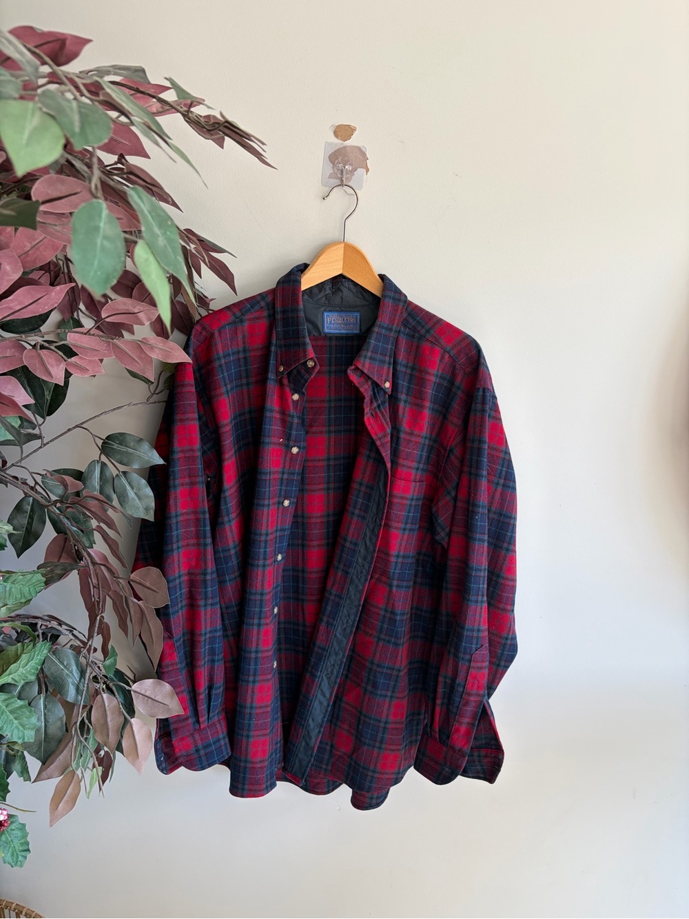Pendleton Red and Black Plaid Button-Down Shirt